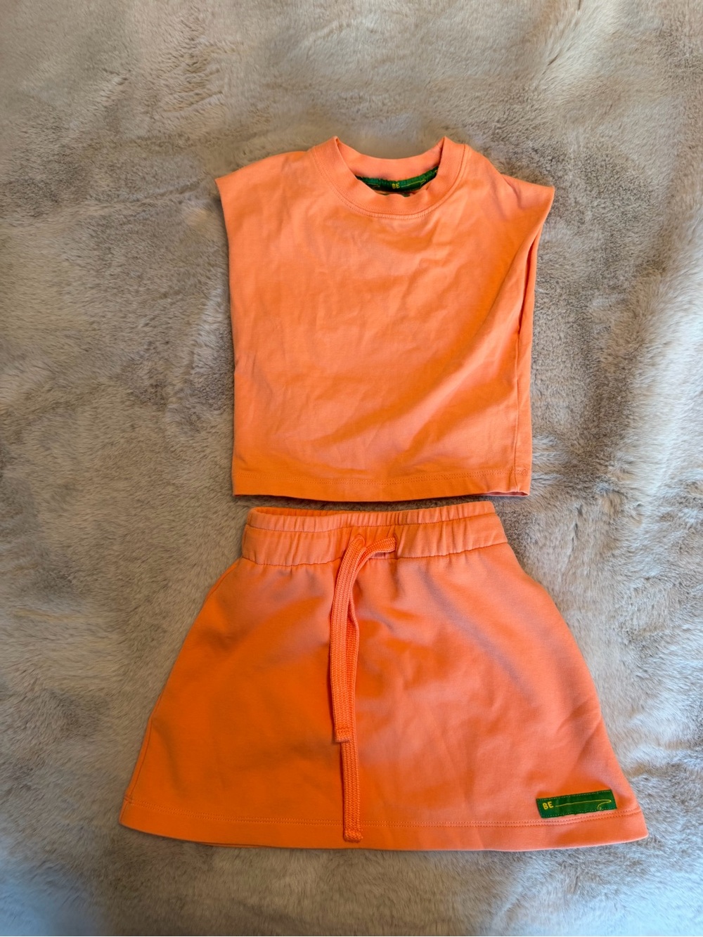 Girls Orange Sleeveless Top & Skirt Set